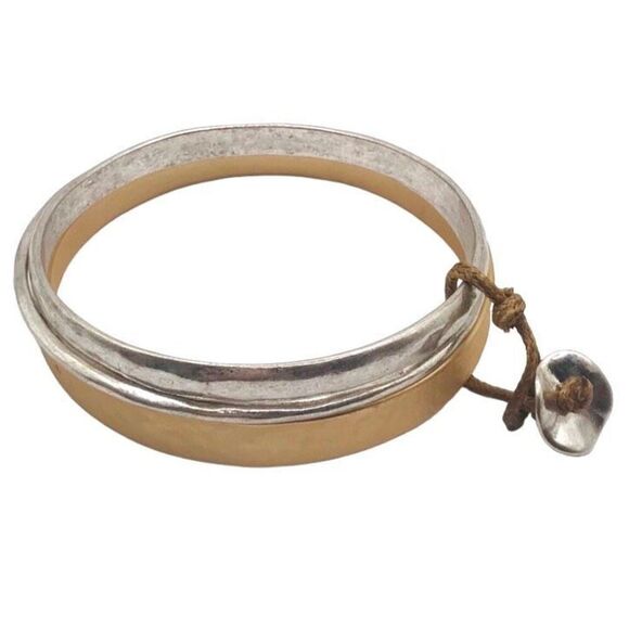 Mixed Metal Set of 3 Bangle Bracelets - Picture 1 of 5